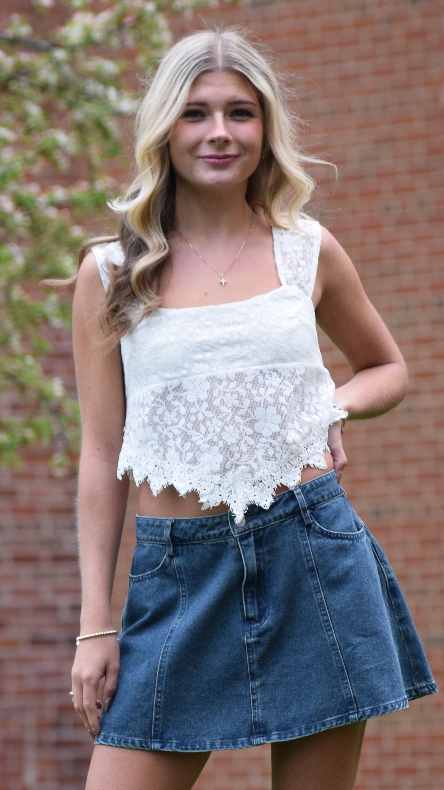 A Line Denim Skirt