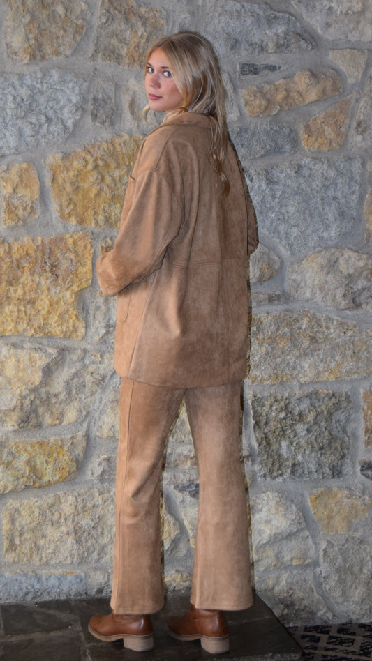 OVERSIZED FAUX SUEDE BLAZER CAMEL