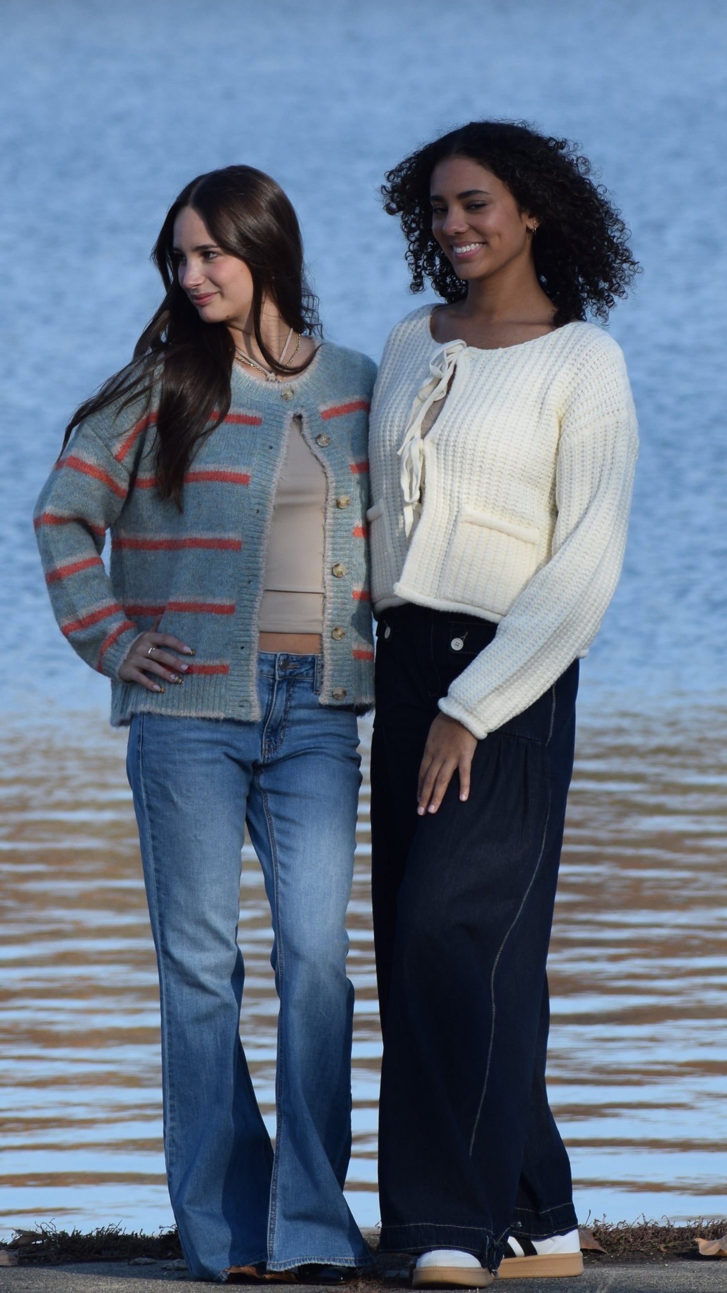 DOUBLE TIES POCKET SWEATER CARDI IVORY