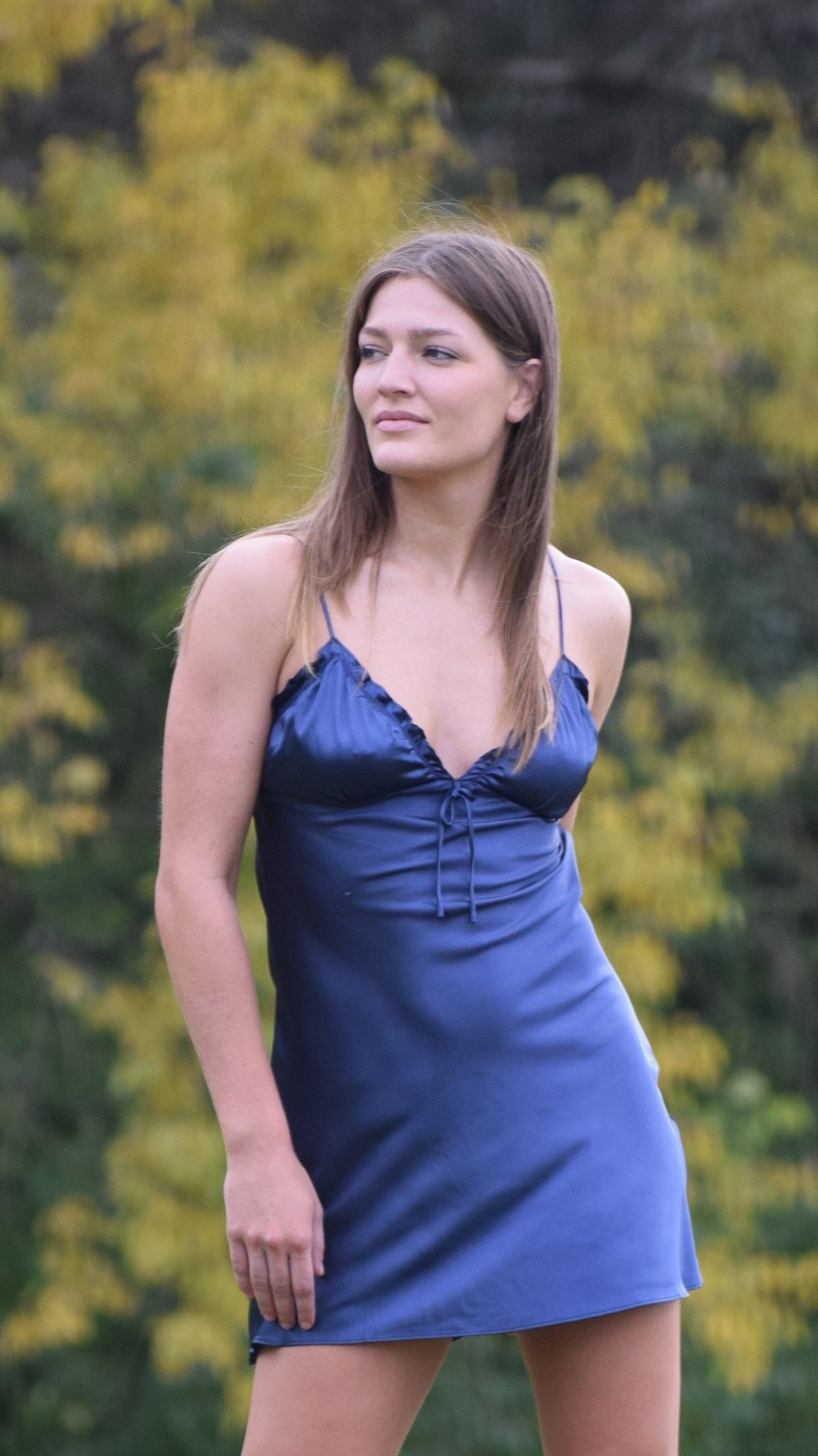 Drape Back Satin Cami Dress