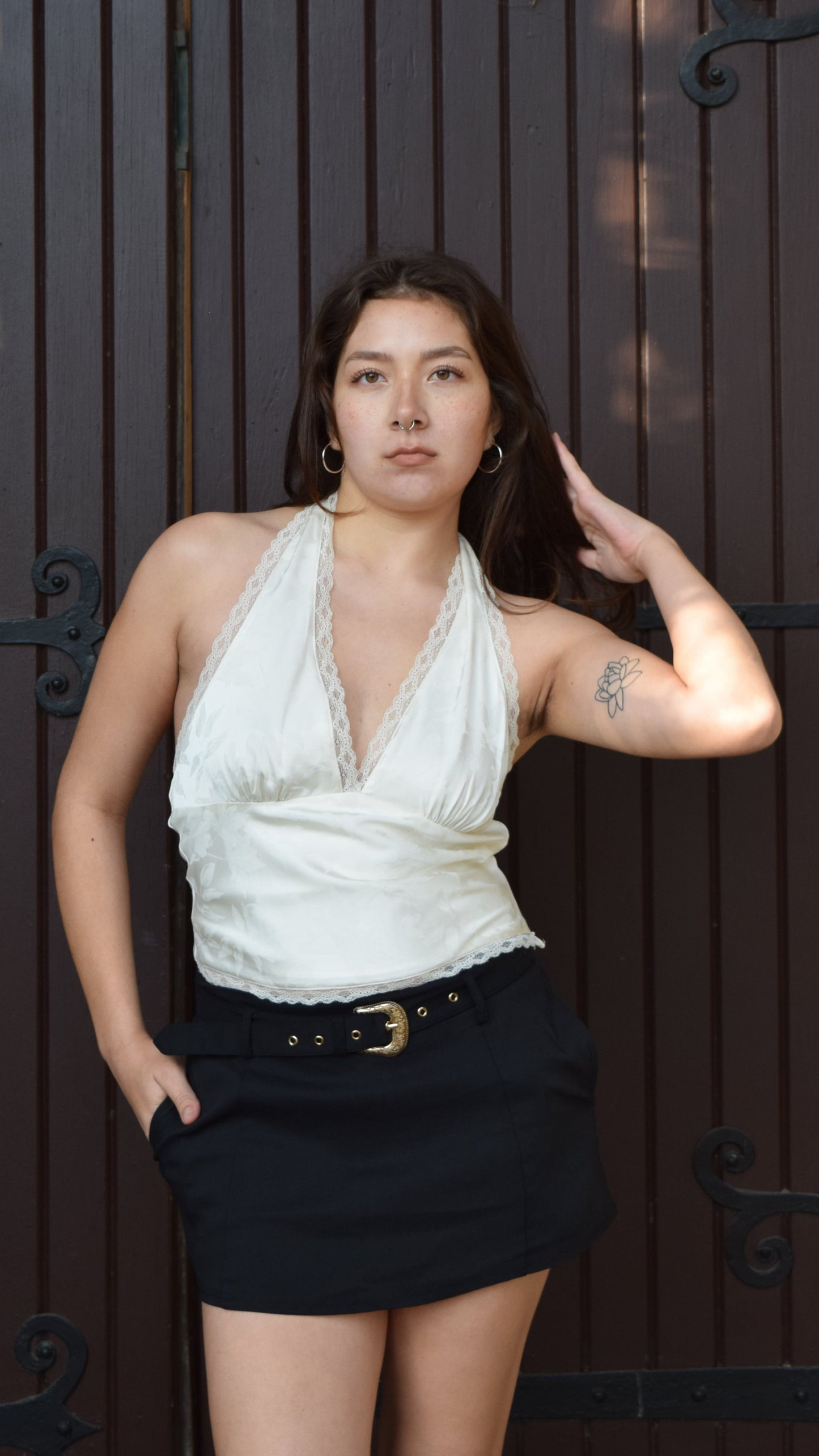 Satin Jacquard Halter Top