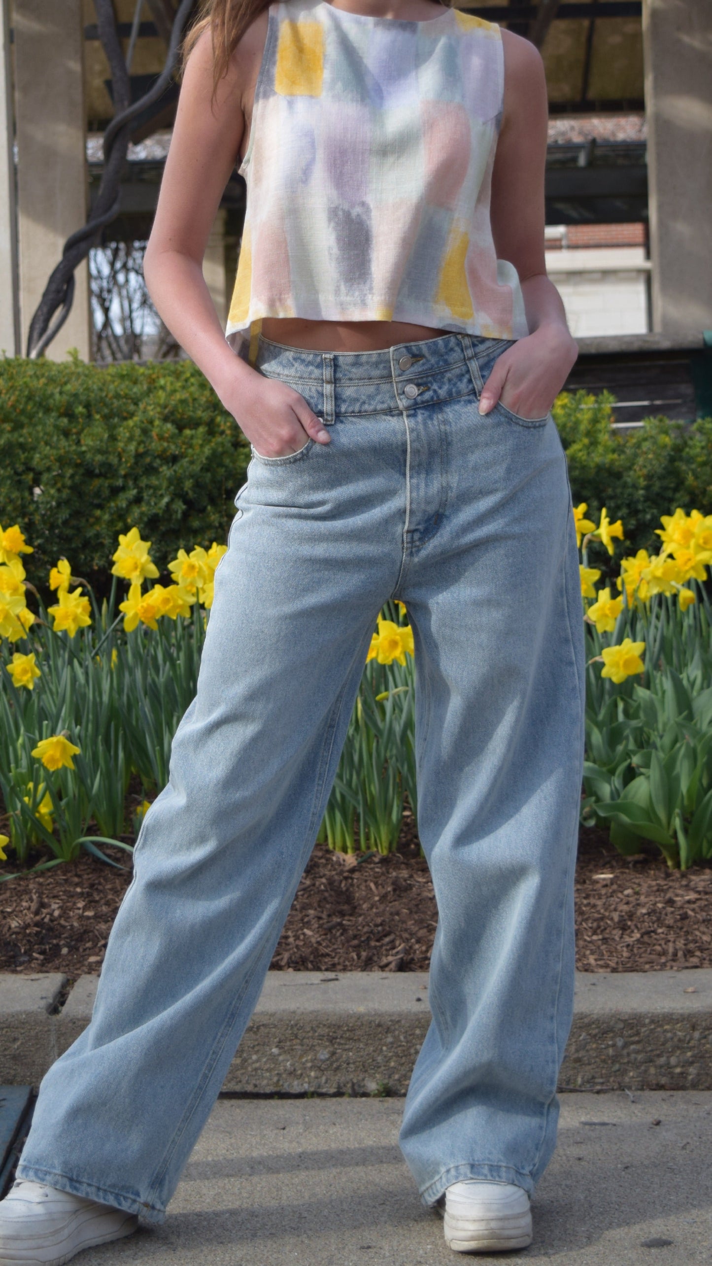 Double Button Fly Straight Leg Denim
