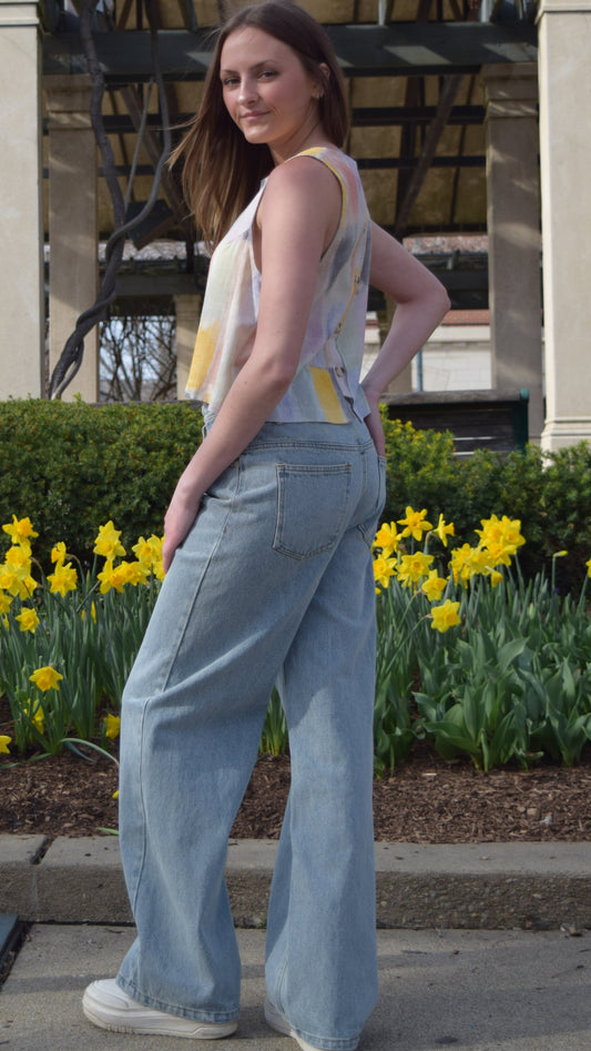 Double Button Fly Straight Leg Denim