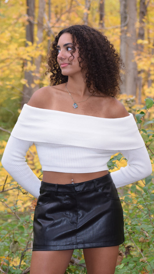 Off Shoulder Crop Sweater