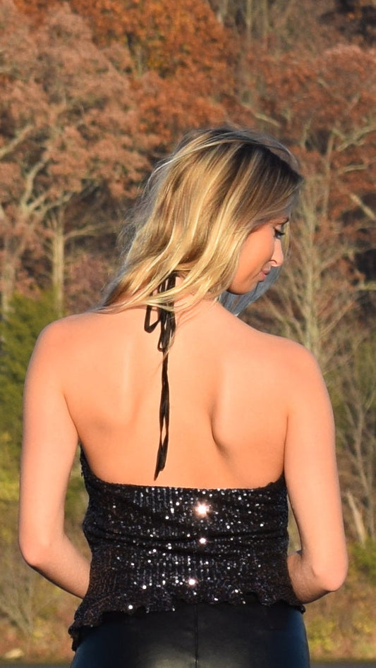 Soft sequin halter top