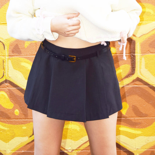 Belted Pleated Front Skort