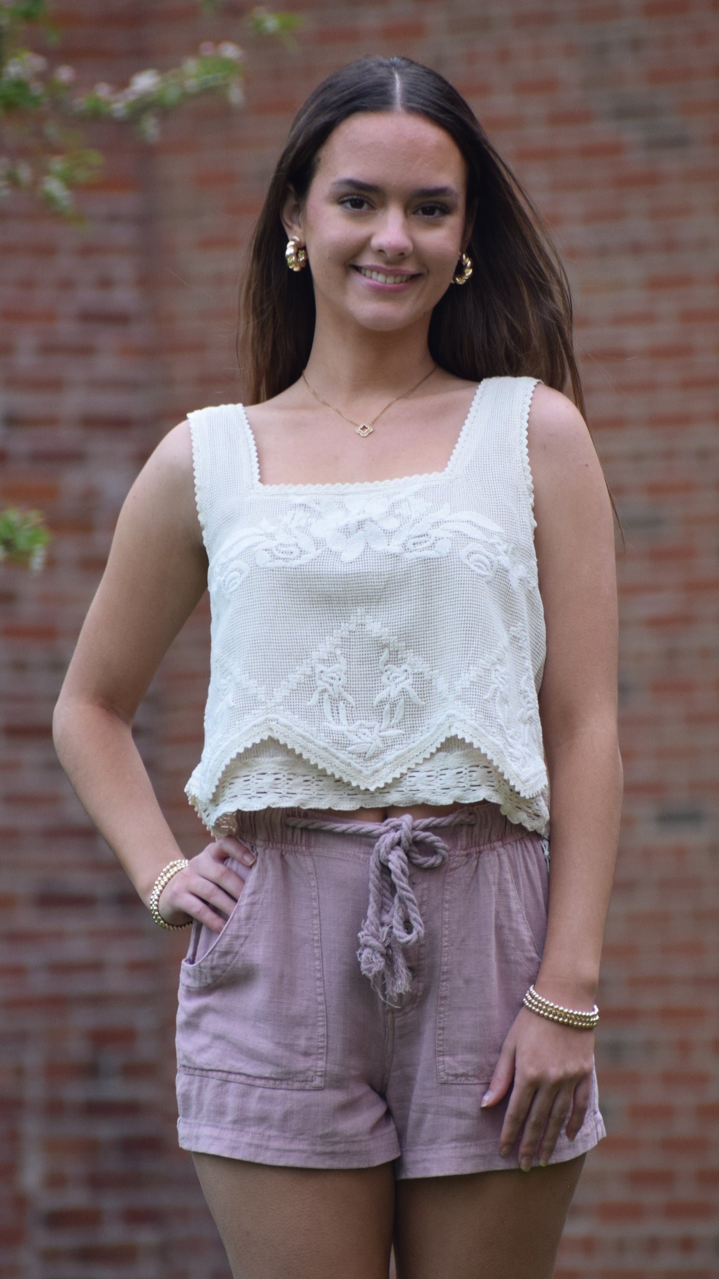 Linen Drawstring Button Short