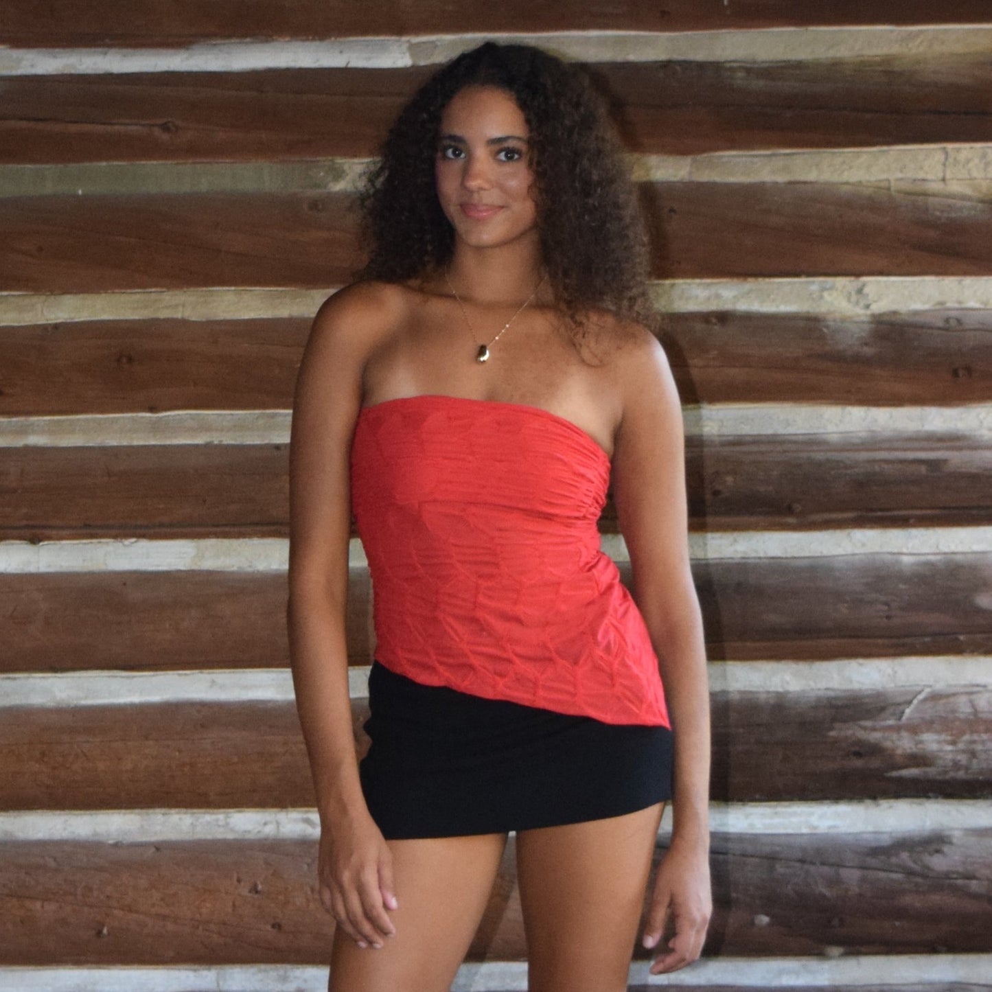 Asymmetrical Texture Tube Top