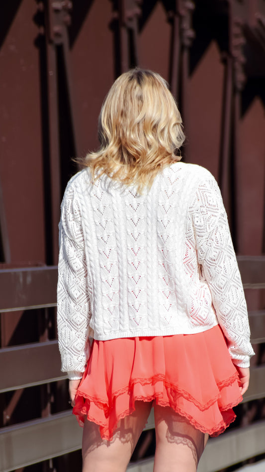 Cable V Lightweight Cardi Ivory