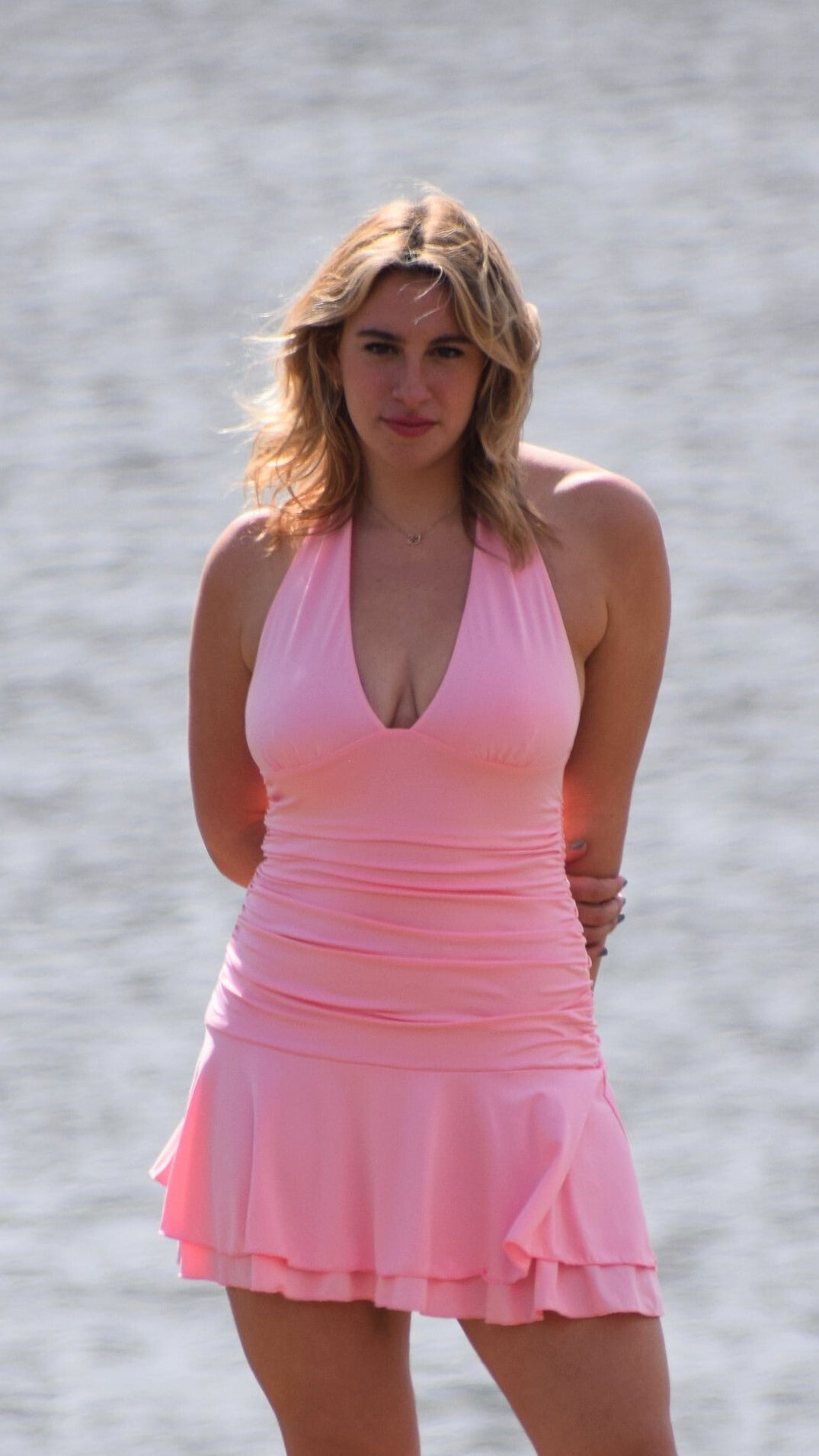Soft Halter Skater Dress Pink Soft Halter Skater Dress Pink