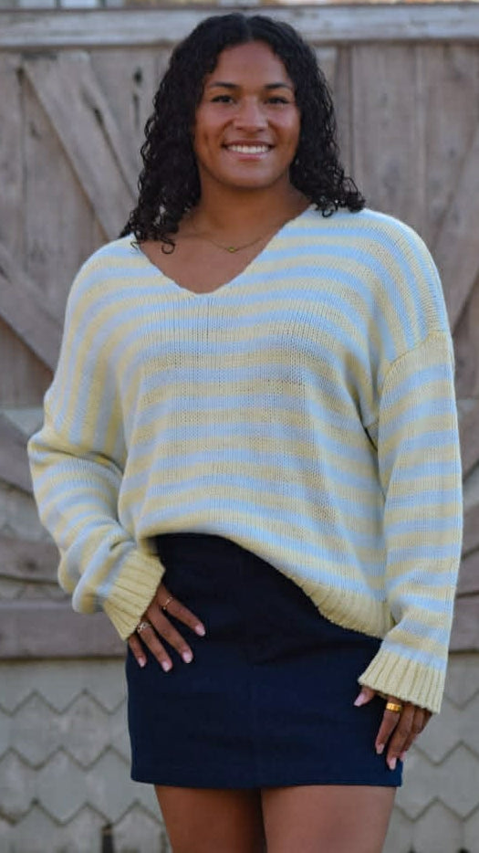 V neck stripe sweater
