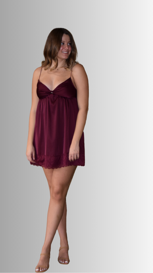 Sweetheart Babydoll Dress Plum