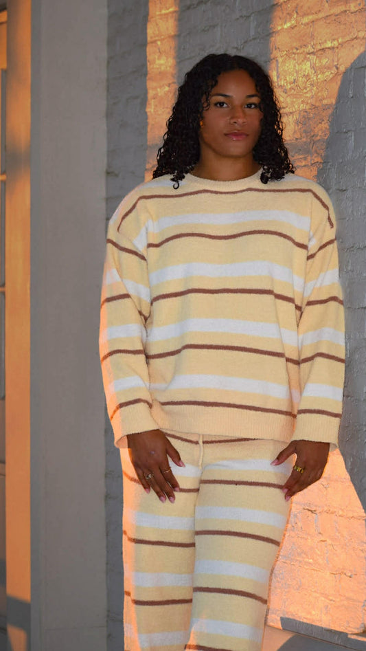 Fuzzy stripe lounge set
