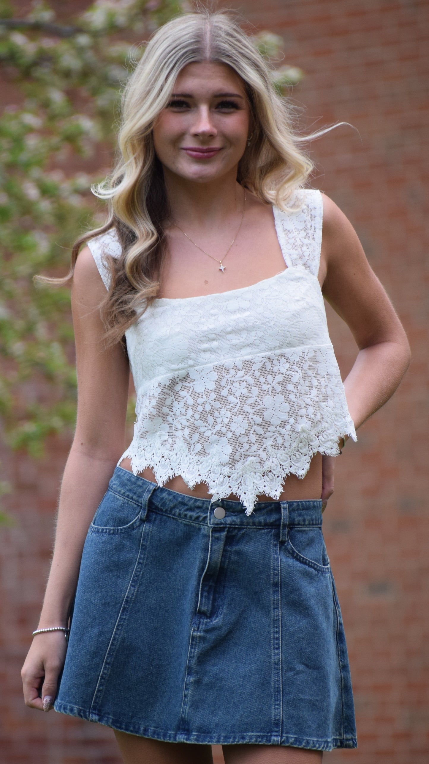 Tie Back Lace Top