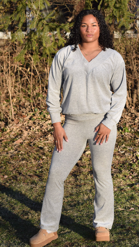 V Neck super soft lounge set with flare pants
