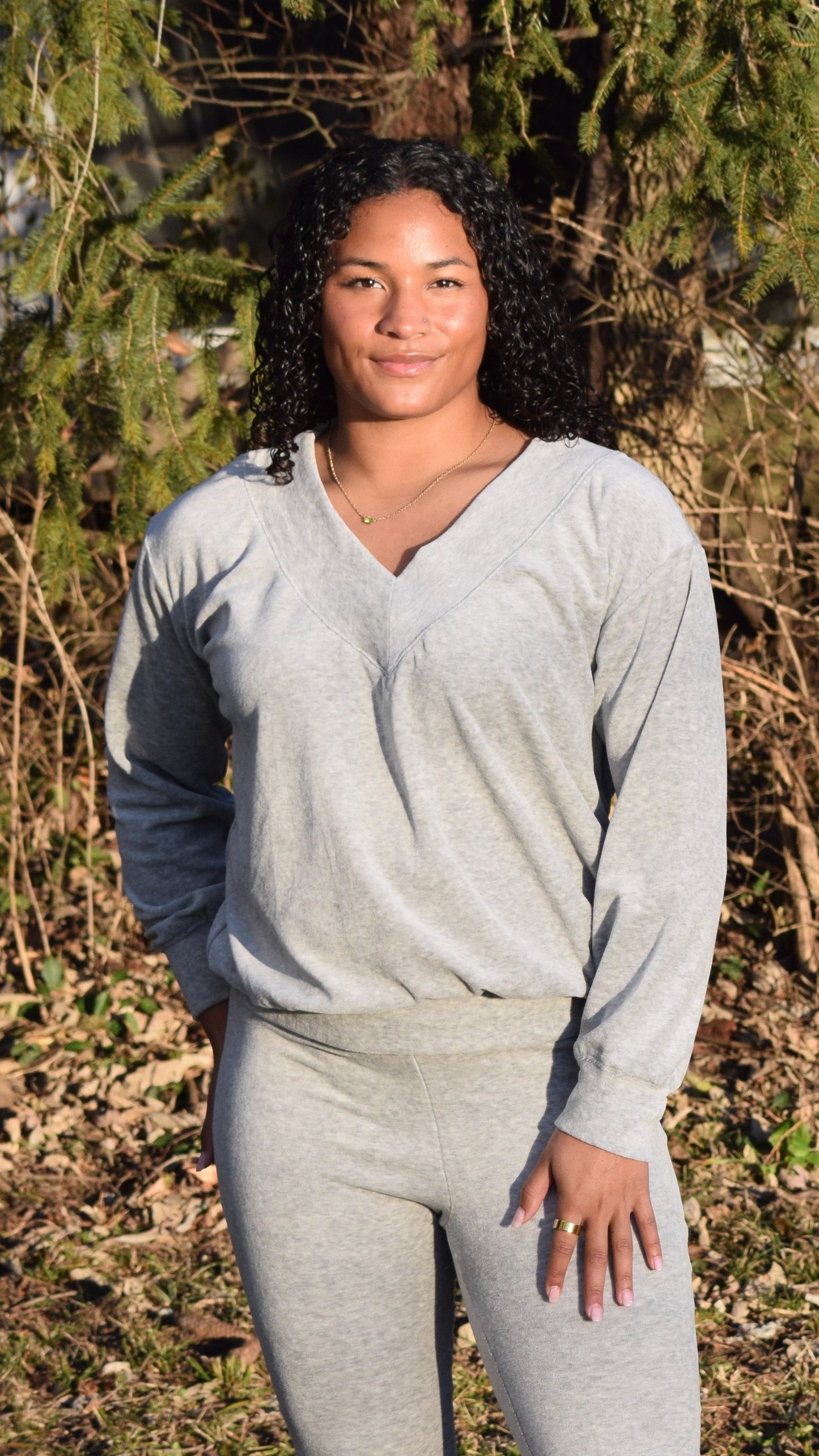 V Neck super soft lounge set with flare pants