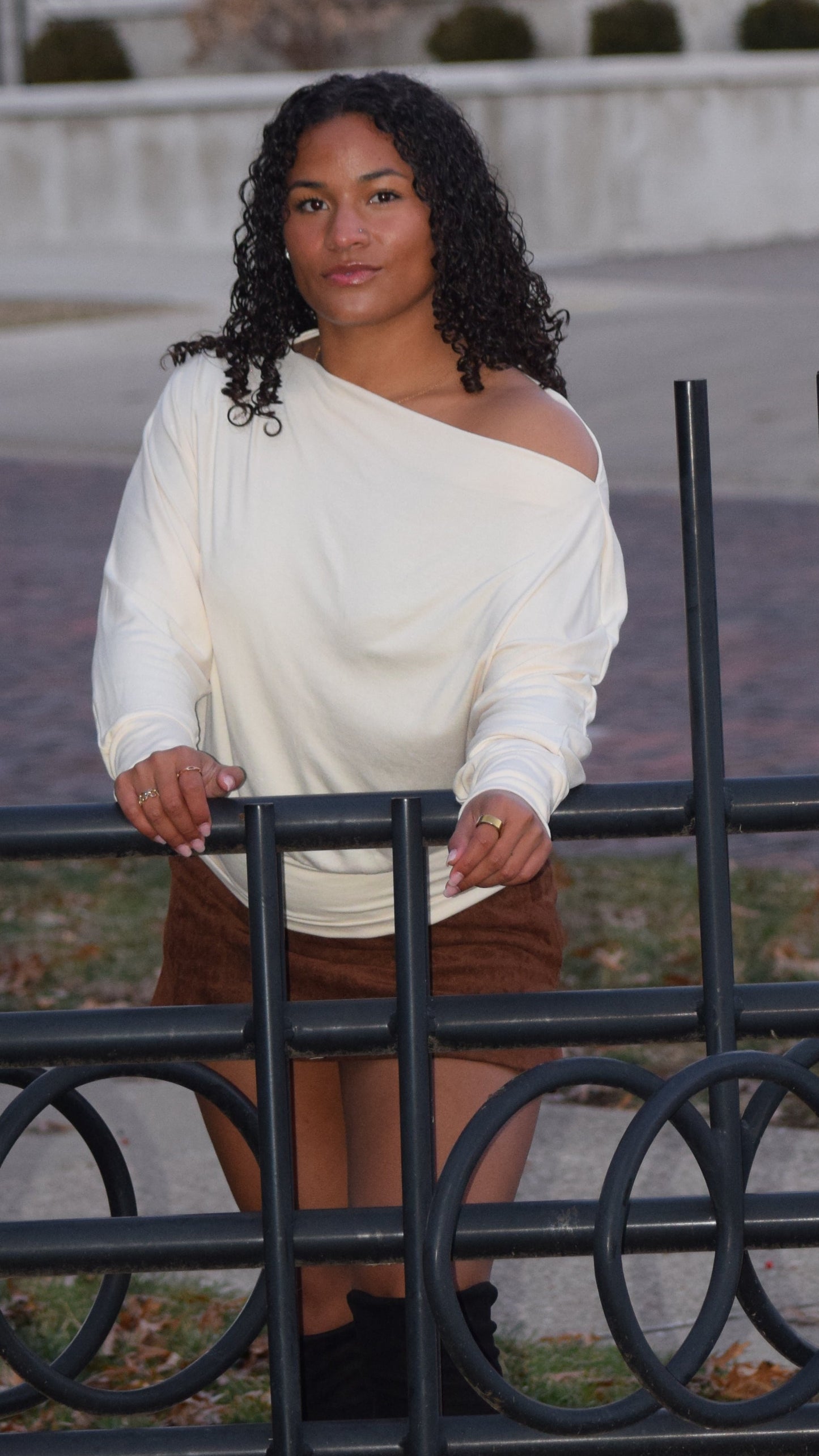 Soft Banded Waist Slouchy Top Vanilla