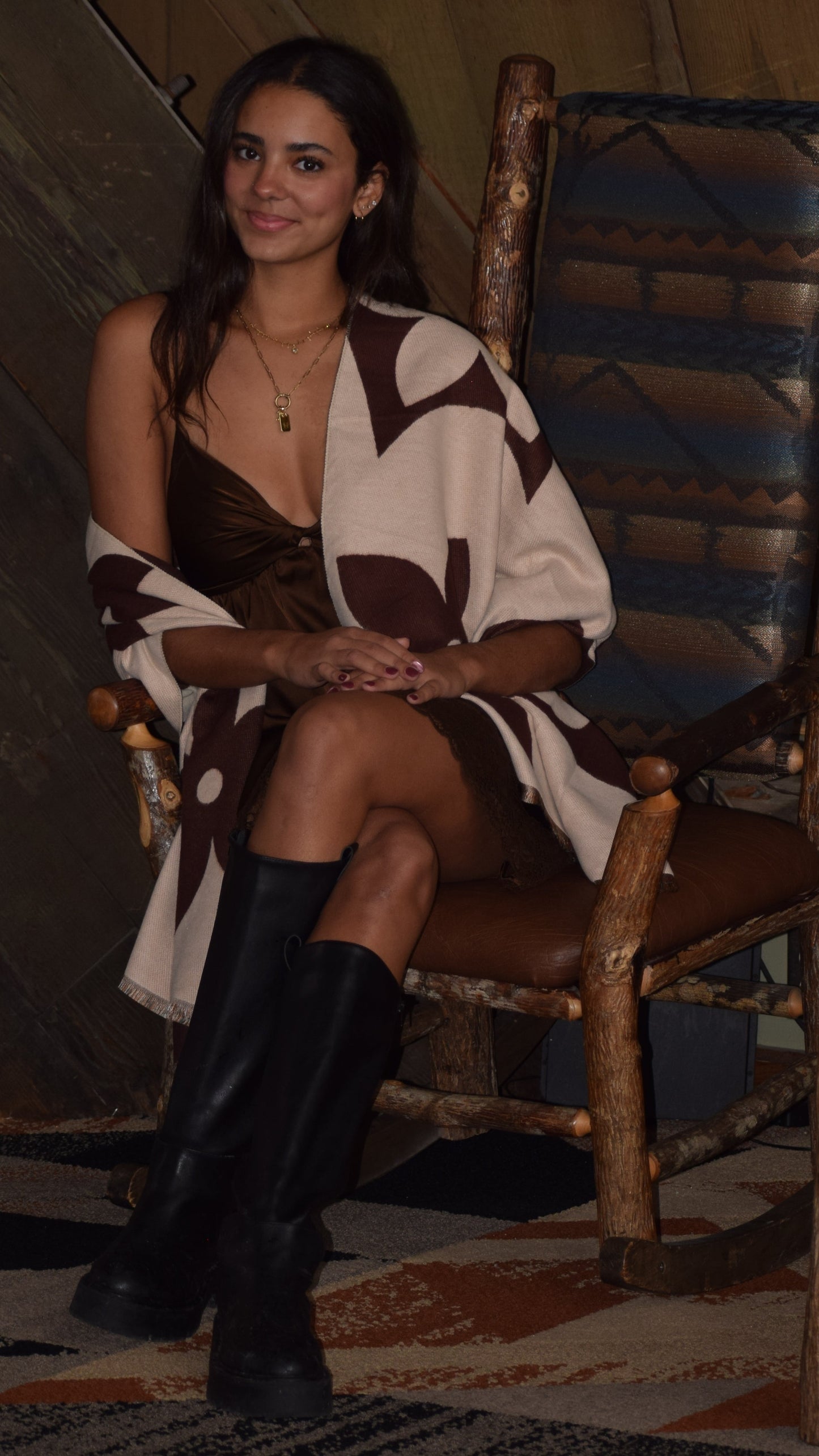 SATIN TWISTED SWEETHEART DRESS DARK BROWN