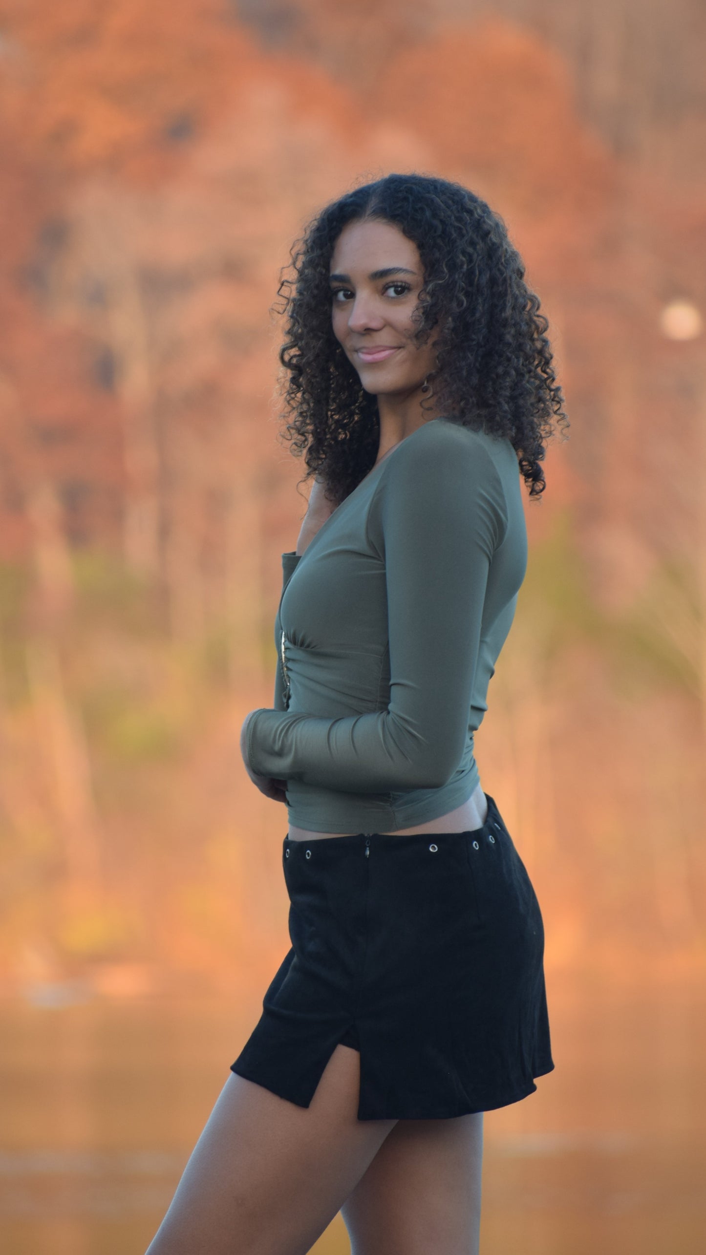 GROMMET SUEDE ALINE SKiRT BLACK