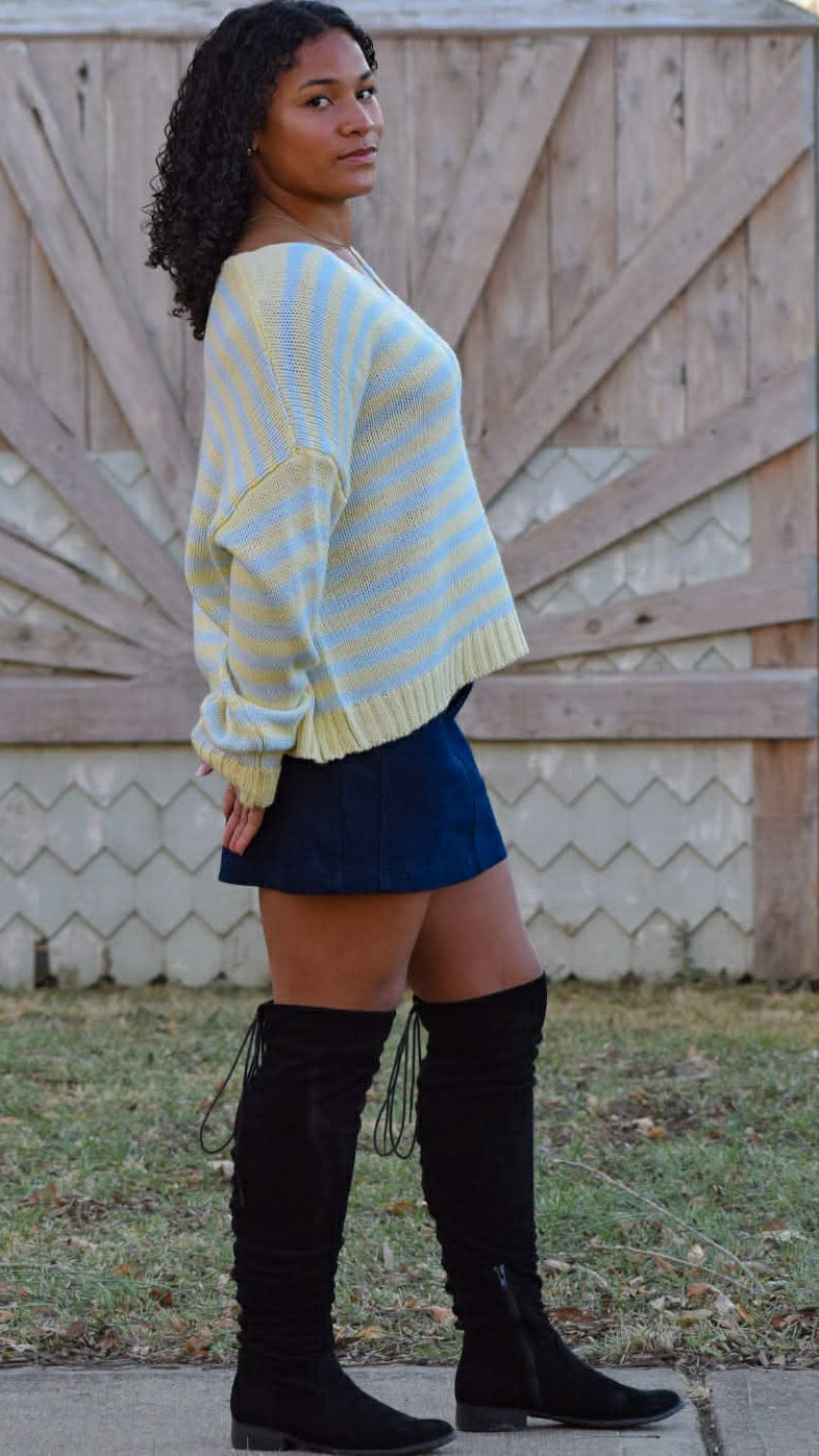 V neck stripe sweater