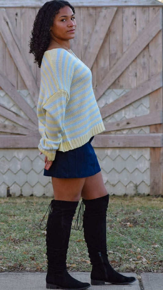 V neck stripe sweater