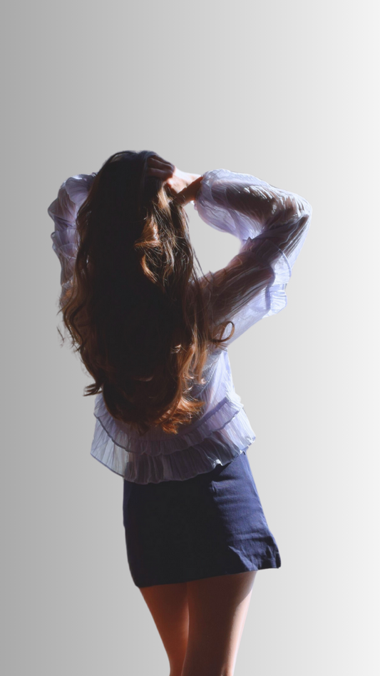 Sheer Peasant Blouse Blue