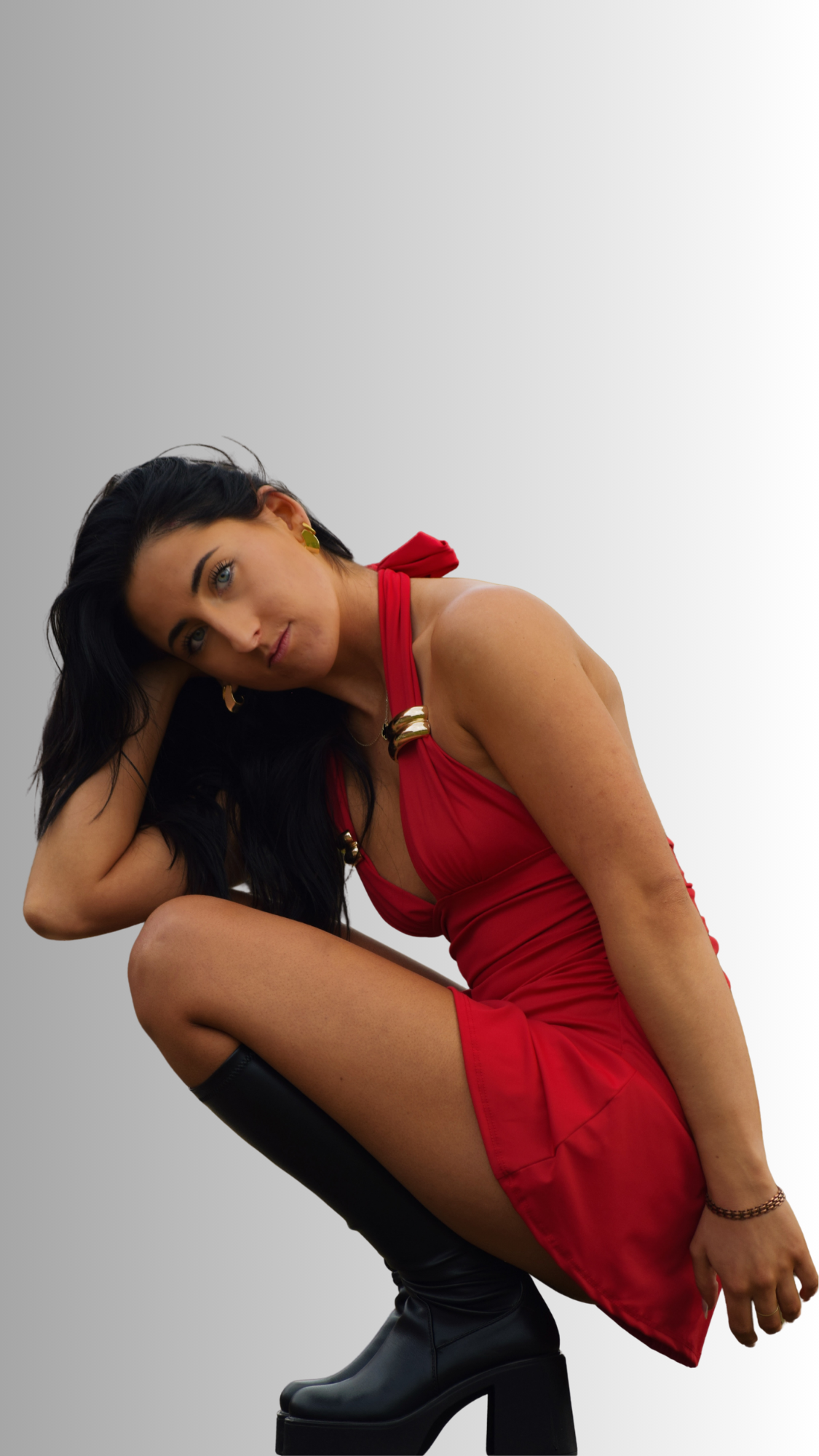 Halter A Line Dress Red