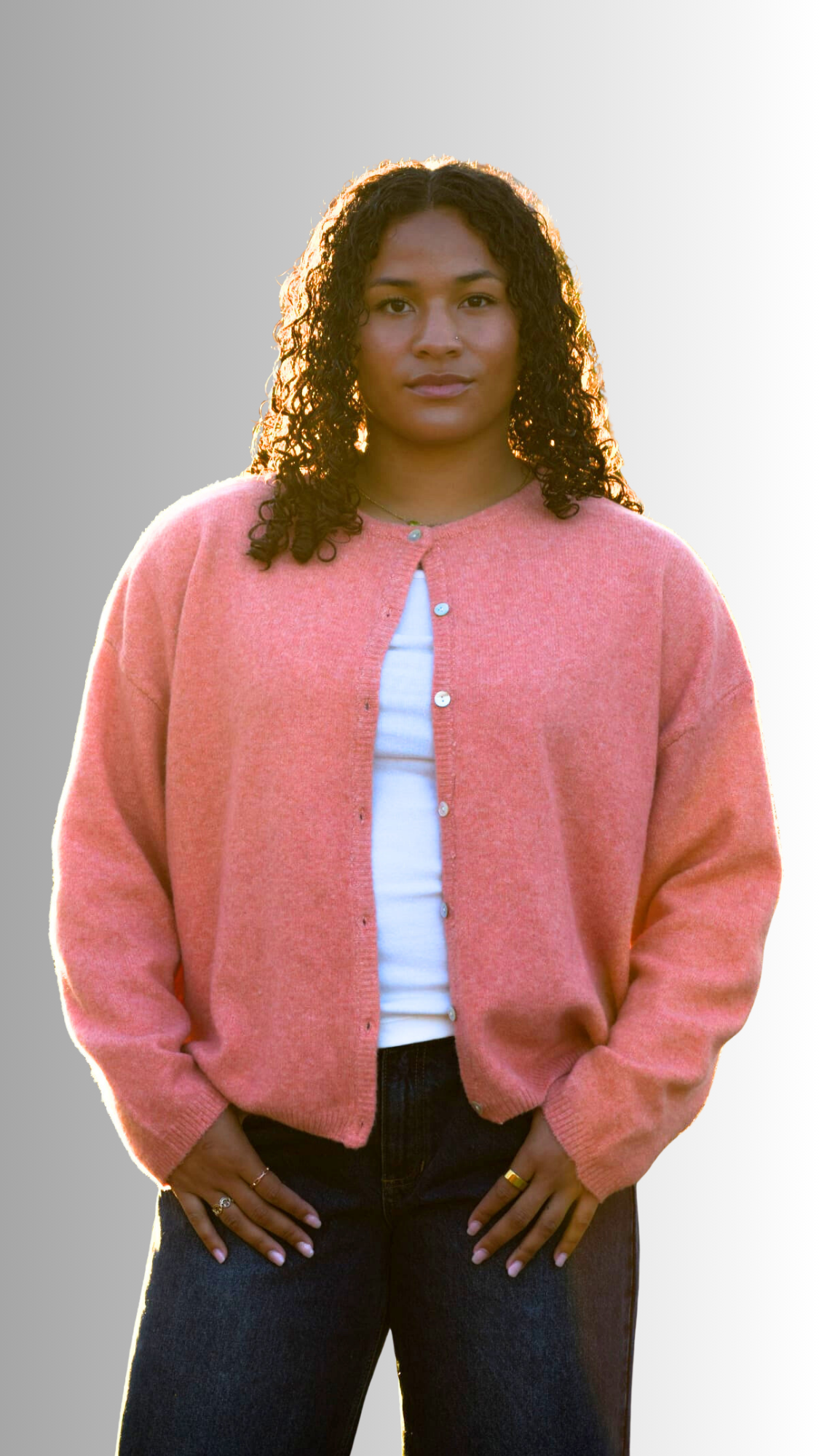 Shell button super soft cardigan