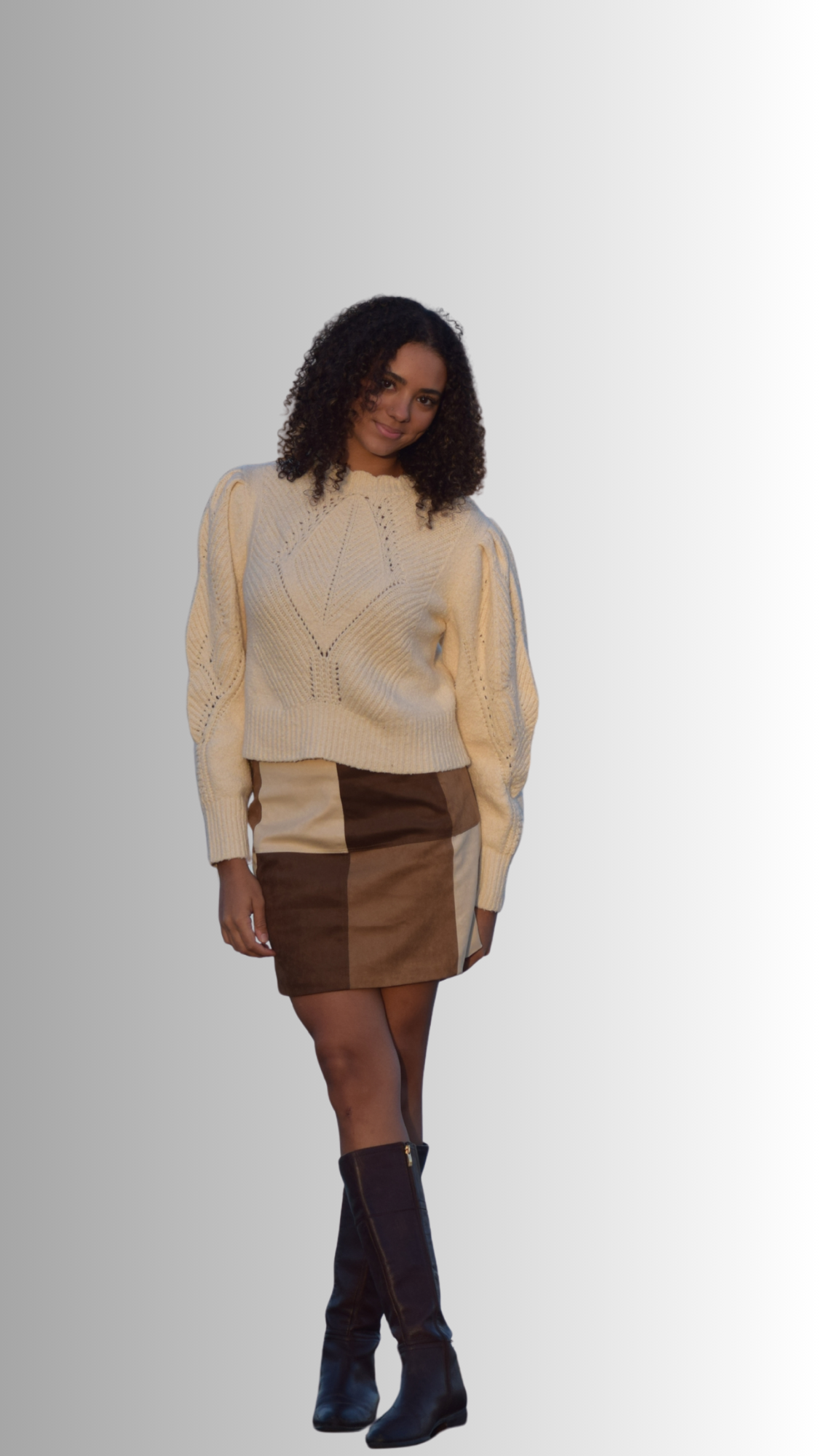 Puff Sleeve Crochet Detailed Sweater Top Vanilla