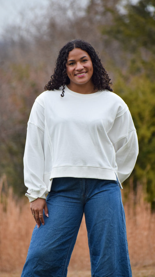 Side Slit Crew White